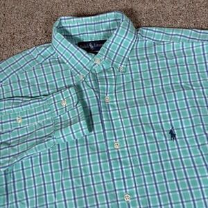 Ralph Lauren Blake Mens M Plaid Blue Button Down Long Sleeve Shirt Colorful